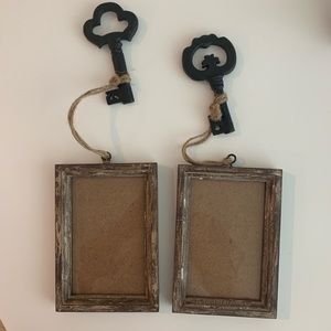 Two Distressed picture frames with key hanger new